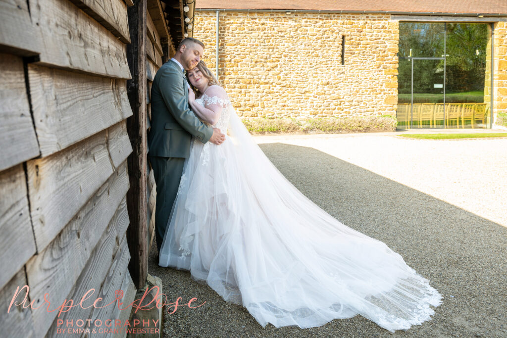 Photo of a bride and groom on their wedding day at Dodford Manor in Northampton