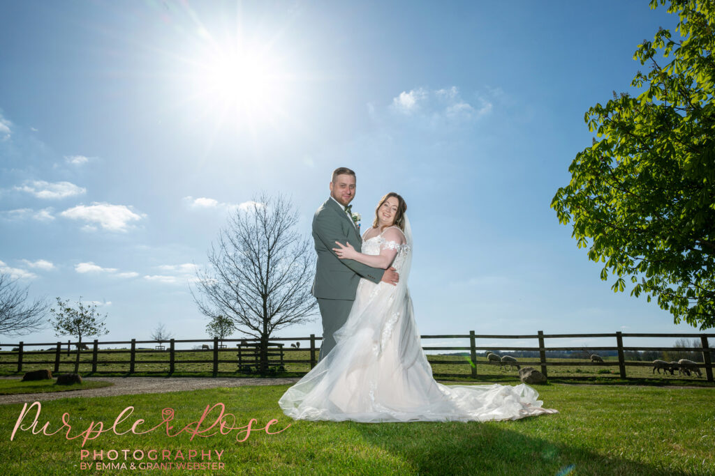 Photo of a bride and groom on their wedding day at Dodford Manor in Northampton