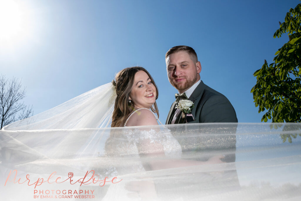 Photo of a bride and groom on their wedding day at Dodford Manor in Northampton