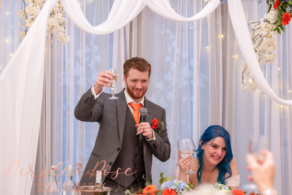 Photo of a groom giving his speach on his wedding day in Milton Keynes