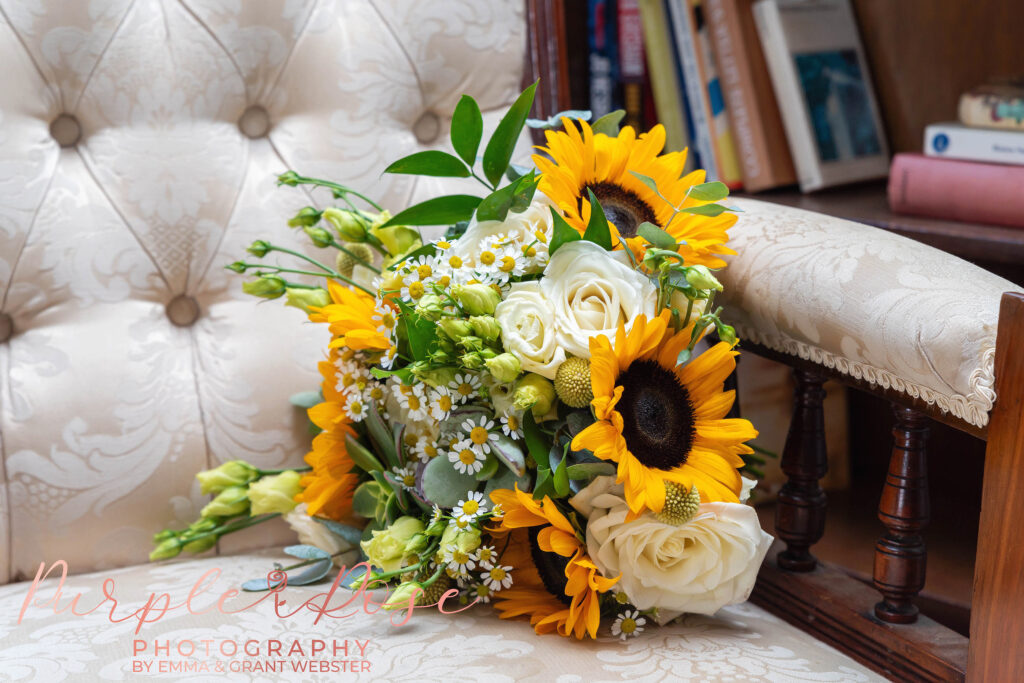 Photo of a brides sunflower bouquet in Milton Keynes