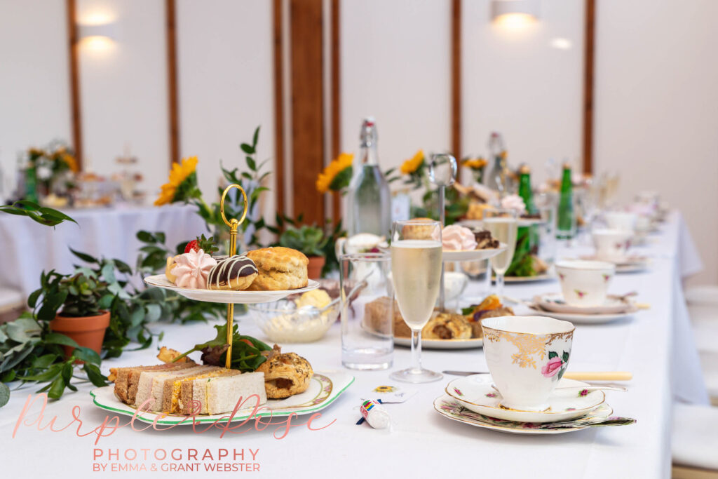 Photo of afternoon tea served at a wedding in Milton Keynes