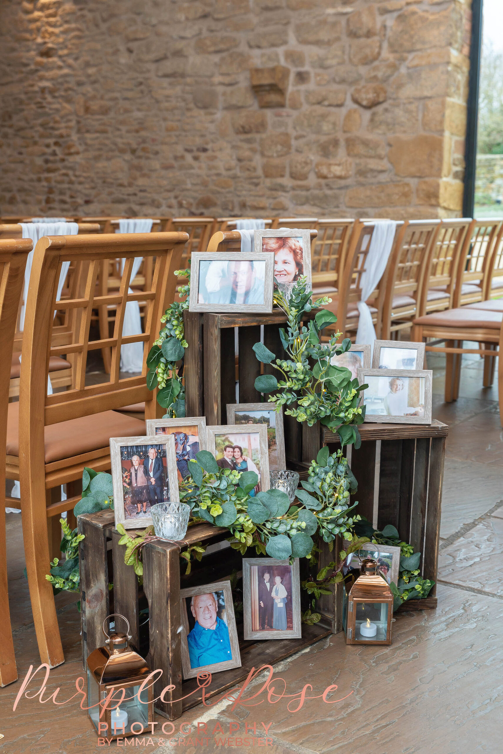 Photo of boxes and photos of family members no longer aroundat a wedding in Milton Keynes