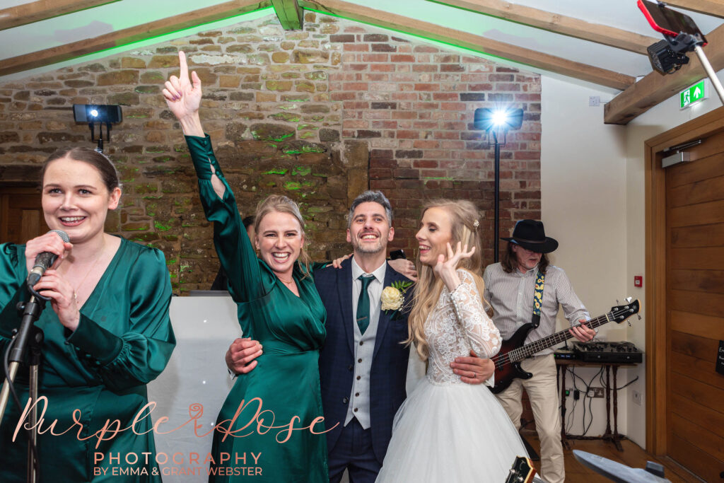 Bride and groom dancing with wedding guests at Dodmoor House Northampton