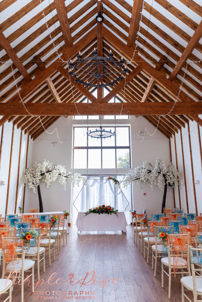 Photo of the ceremony room at a Winter Tale Country Barn in Buckinghamshire