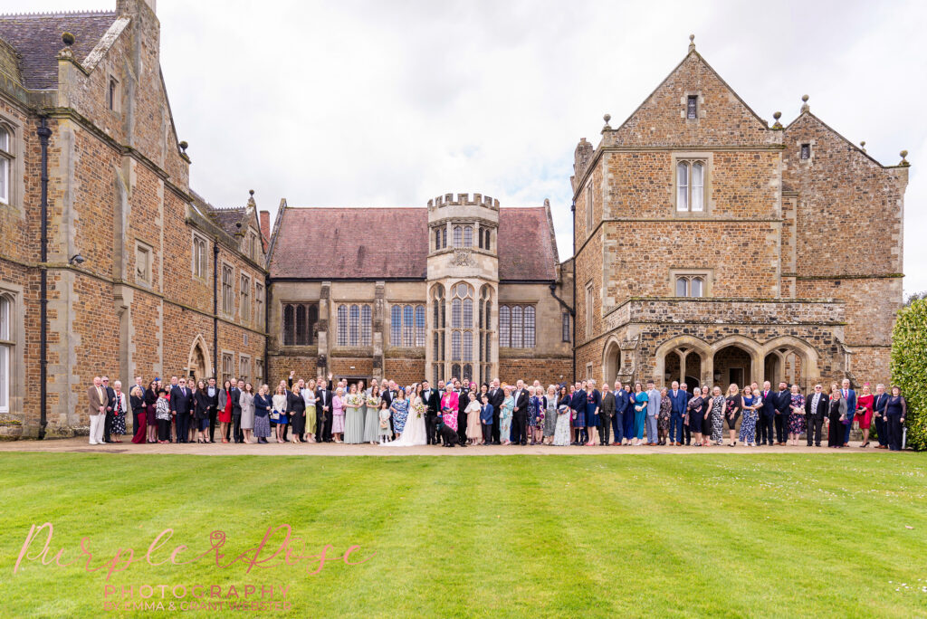 Group photo of everyone who attended a wedding in Northampton