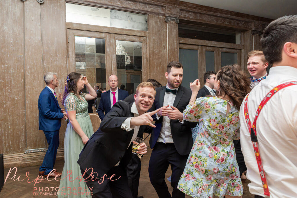 Photo of wedding guests on the dance floor at a wedding in Northampton