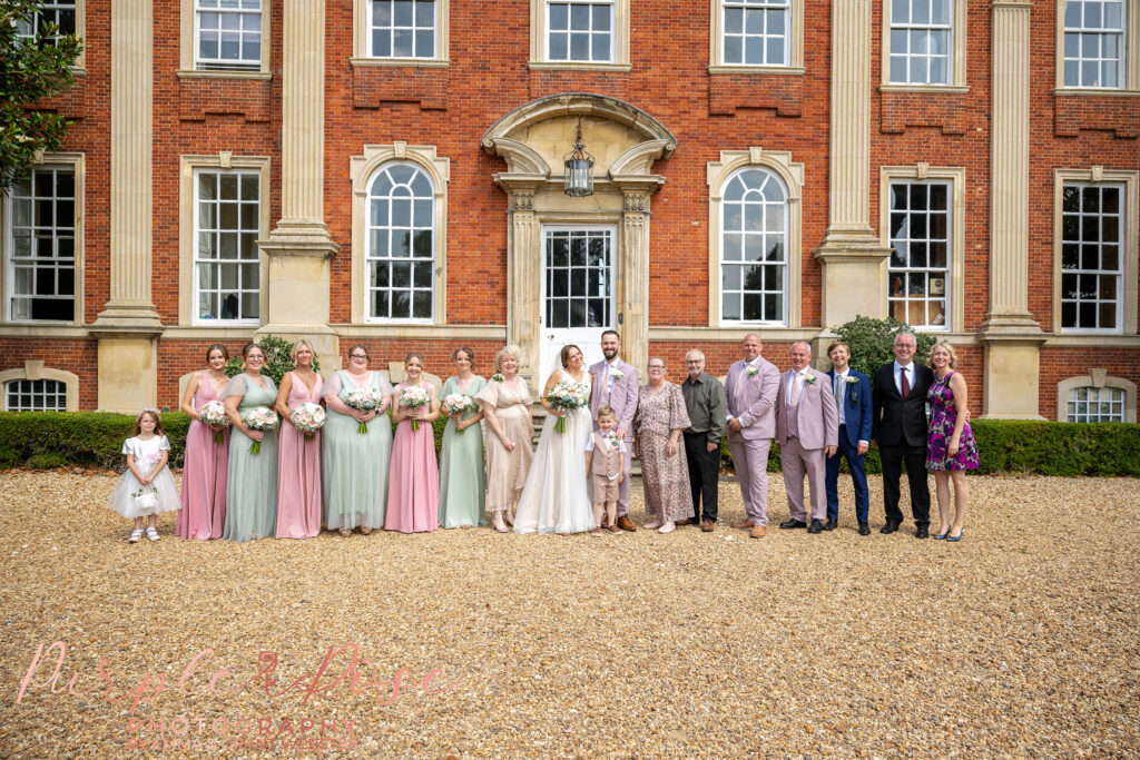 Photo of a bridal party at a wedding at Chicheley Hall in Milton Keynes