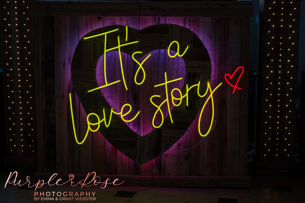 Neon light at a wedding at Chicheley Hall in Milton Keynes