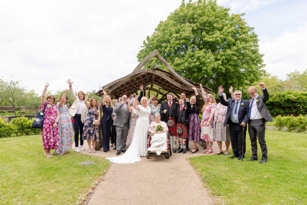 Big group photo after a wedding ceremony at Milton Keynes Registry Office