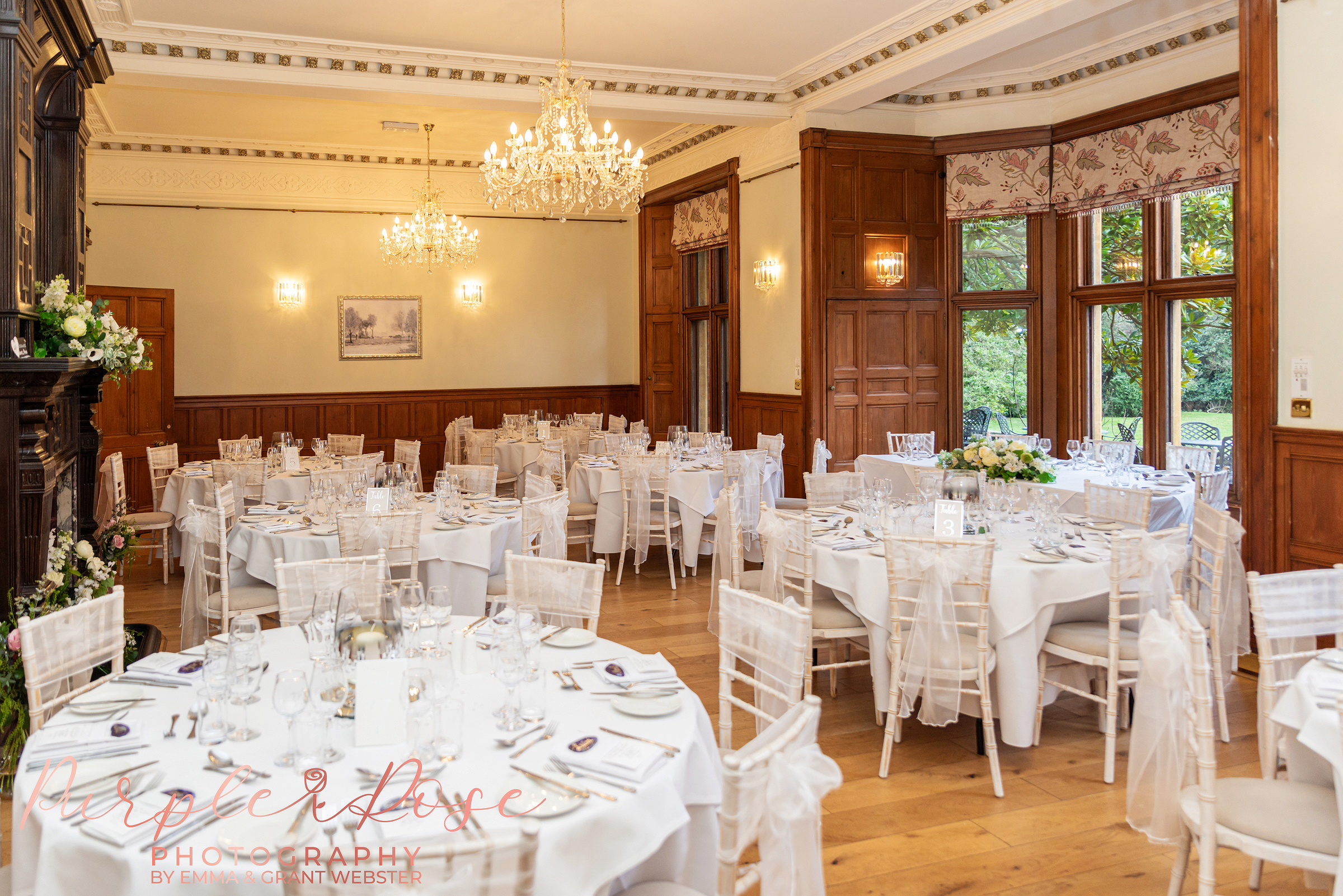 Holmewood hall set up ready for a wedding reception in Peterborough